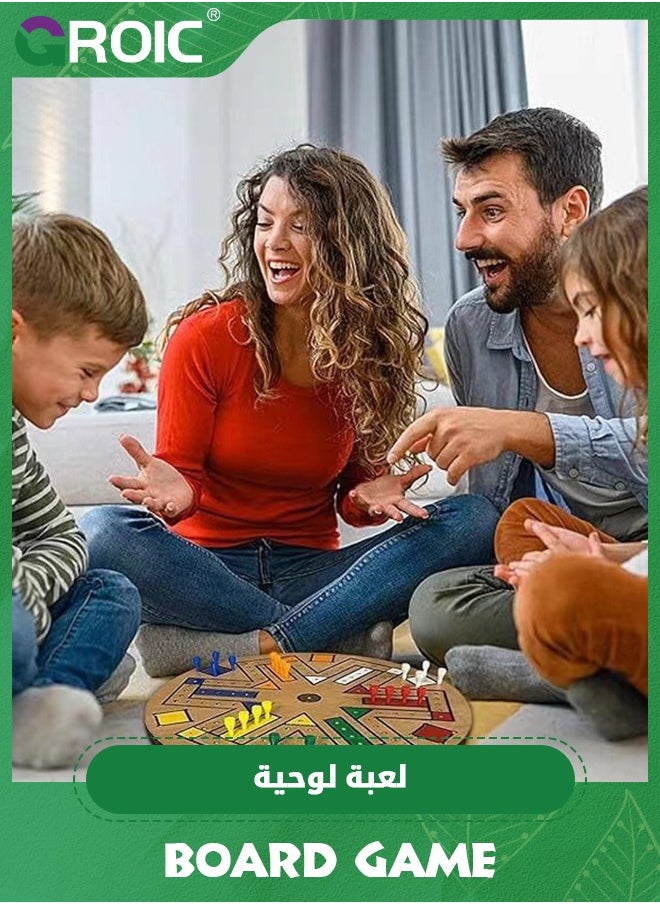 GROIC - Fast Track Board Game,Ludo Board Game, 3-6 Players Wooden Board Game Set with 24 Board Game Pieces and 2 Dice,Chess Board game,Parent-child Interactive Game,Family Games - Image 1