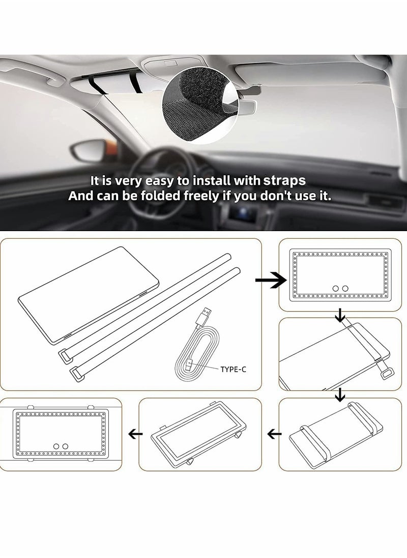 KASTWAVE Car Sun Visor Vanity Mirror, Rechargeable Makeup Mirrors with 3 Light Modes & 60 LED  - Image 4