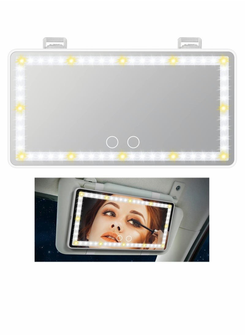 KASTWAVE Car Sun Visor Vanity Mirror, Rechargeable Makeup Mirrors with 3 Light Modes & 60 LED  - Image 1