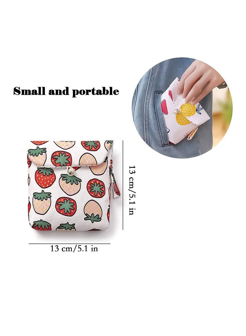 5 Pieces Portable Sanitary Napkin Storage Bag Cute Sanitary Storage Bag with Button and Hanging Loop Rectangular Storage Bag Menstrual Pad Bags for Women Girls Cosmetics Candy - Image 3