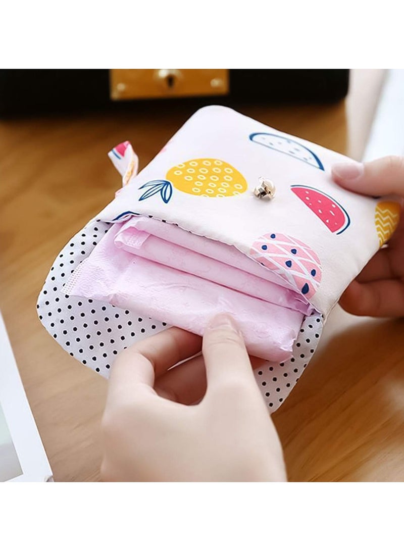 5 Pieces Portable Sanitary Napkin Storage Bag Cute Sanitary Storage Bag with Button and Hanging Loop Rectangular Storage Bag Menstrual Pad Bags for Women Girls Cosmetics Candy - Image 4