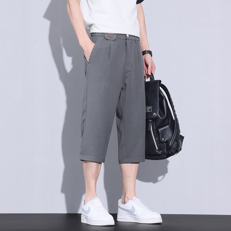 Ice Silk Cropped Pants Men'S Summer Thin Trendy Men'S Straight Versatile Casual Pants - Image 3