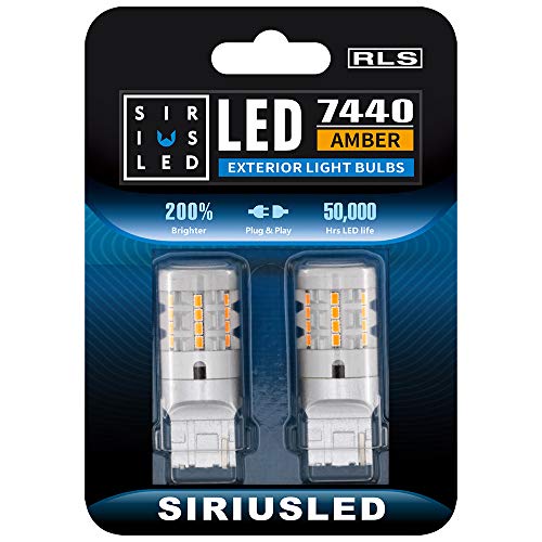 SIR IUS LED RLS 7440 7440A Built in Resistor Anti Hyper flashing LED Bulb Turn Signal Light Amber Orange Color Full Aluminum Body Single Filament Error Free Pack of 2 - Image 1