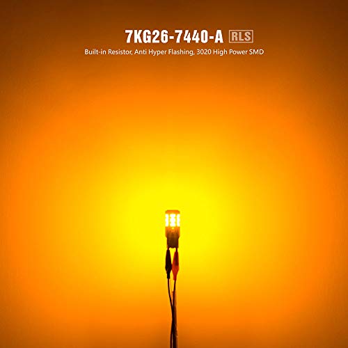 SIR IUS LED RLS 7440 7440A Built in Resistor Anti Hyper flashing LED Bulb Turn Signal Light Amber Orange Color Full Aluminum Body Single Filament Error Free Pack of 2 - Image 3