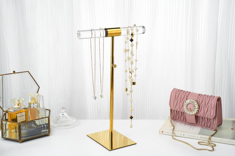 MCKECHSION Acrylic Jewelry Towers - Stainless Steel Long Necklace Stand, Adjustable Height Tabletop Jewelry Organizer for Home & Boutique - Image 4