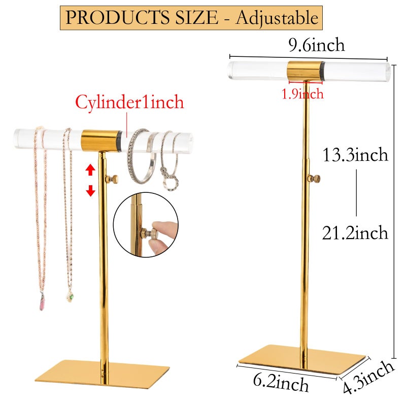 MCKECHSION Acrylic Jewelry Towers - Stainless Steel Long Necklace Stand, Adjustable Height Tabletop Jewelry Organizer for Home & Boutique - Image 2