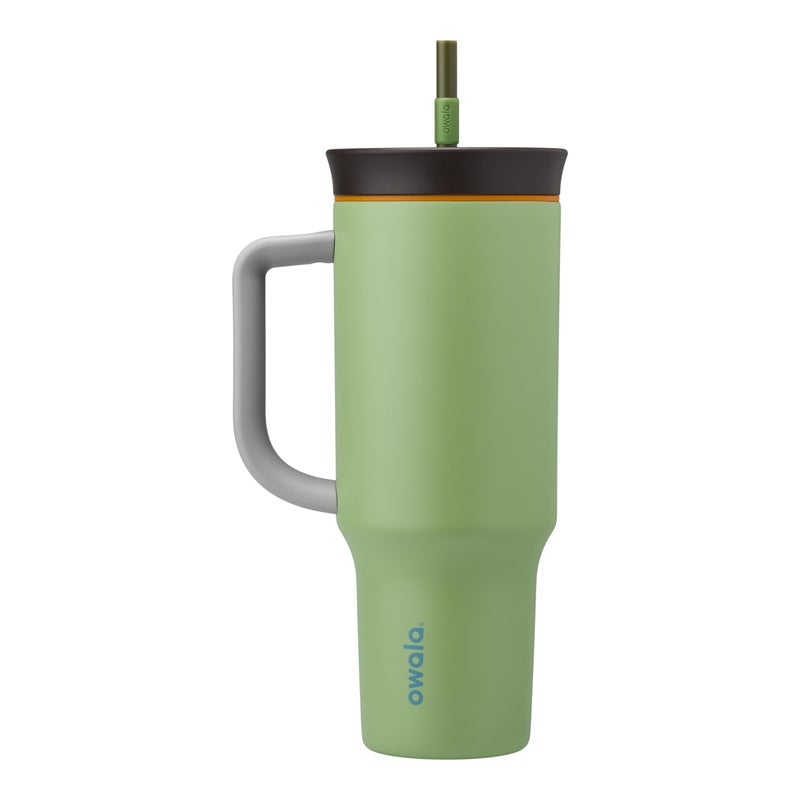 Owala Owala Stainless Steel Triple Layer Insulated Travel Tumbler with Spill Resistant Lid  Straw  and Carry Handle  BPA Free  40 oz  Green (Brave Adventures)  - Image 1
