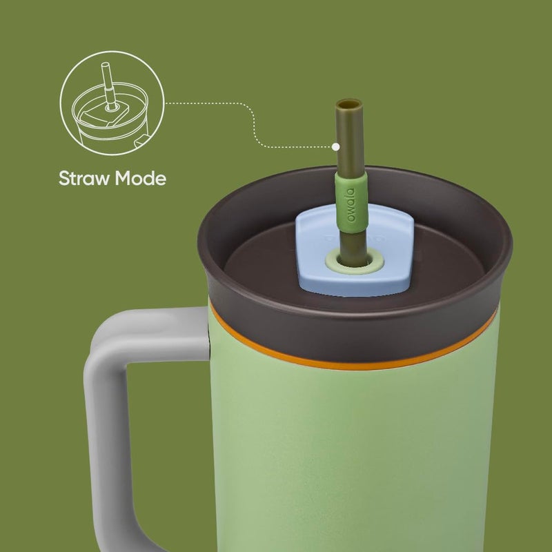 Owala Owala Stainless Steel Triple Layer Insulated Travel Tumbler with Spill Resistant Lid  Straw  and Carry Handle  BPA Free  40 oz  Green (Brave Adventures)  - Image 4