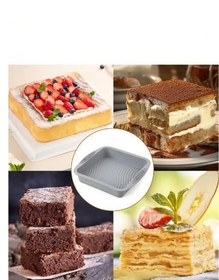 KPS Square Silicone Cake MouldBaking Mold TrayNonStick Cake PanSilicone BasketBaking Tool AccessoriesPack of 1 - Image 5