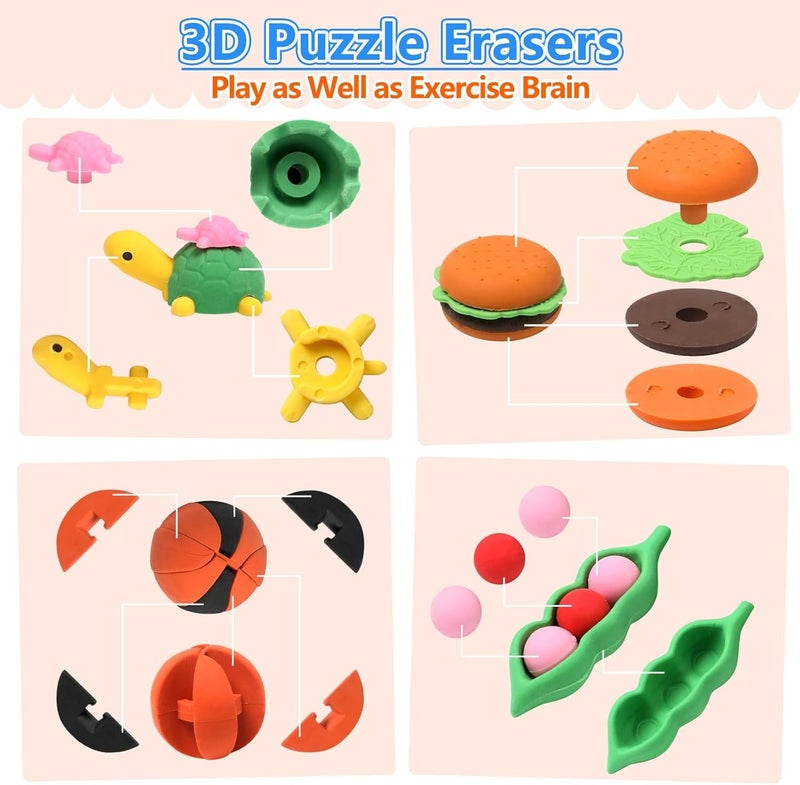 HINZER Animal Erasers for Kids 50 Pack Kid's Eraser Bulk Pull Apart Erasers 3D Puzzle Eraser Classroom Rewards and Prizes Class Treasure Box Kid Party Favors Back to School Supplies Gift - Image 5