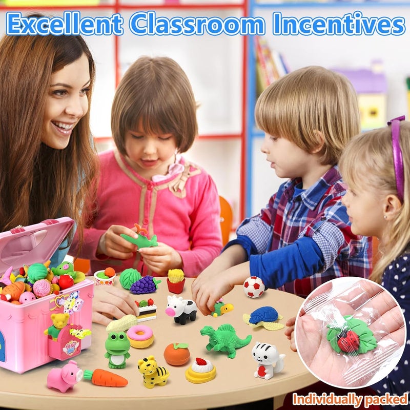 HINZER Animal Erasers for Kids 50 Pack Kid's Eraser Bulk Pull Apart Erasers 3D Puzzle Eraser Classroom Rewards and Prizes Class Treasure Box Kid Party Favors Back to School Supplies Gift - Image 3