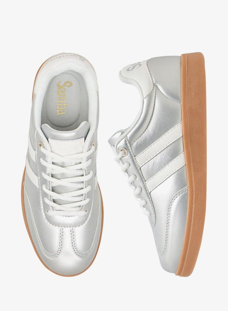 SAMBA Women's Panelled Ankle Sneakers with Lace-Up Closure - Image 2