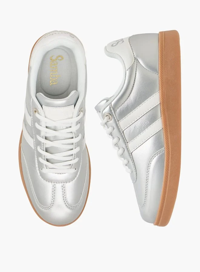 SAMBA Women's Panelled Ankle Sneakers with Lace-Up Closure