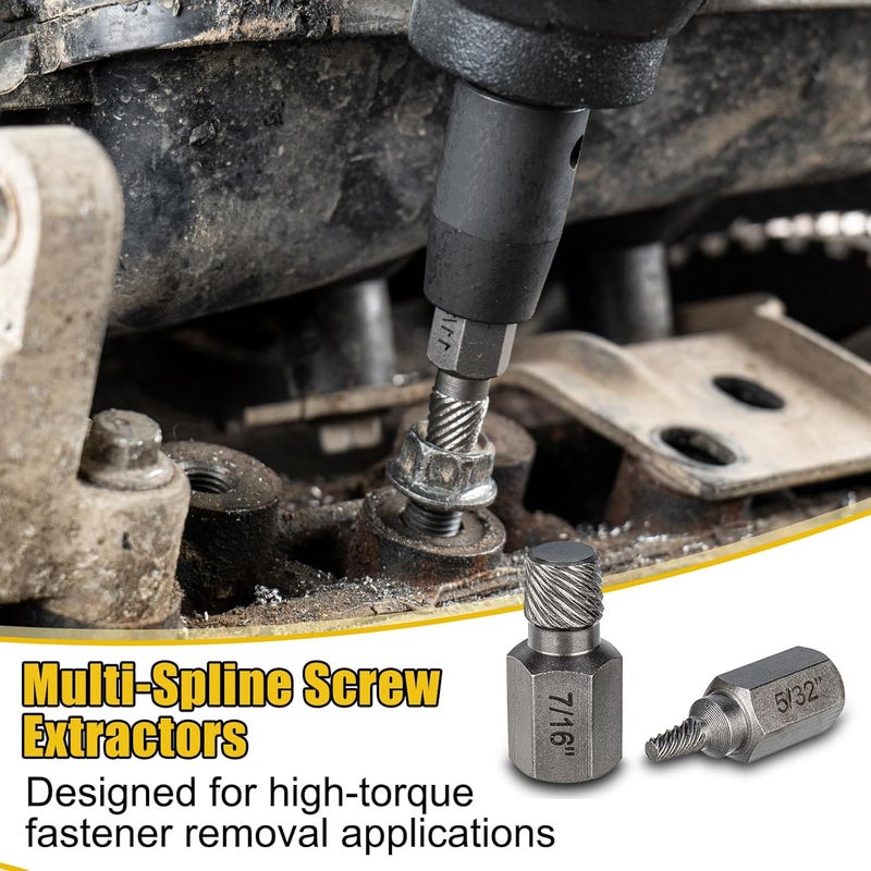 Topec Easy Out Screw Extractor Set 13-Piece, Multi-Spline Easy Out Bolt Extractor Kit, CR-MO Steel Hex Head Remover for Stripped, Broken, Rounded, Rusted Bolts, Screws and Nuts - Image 2