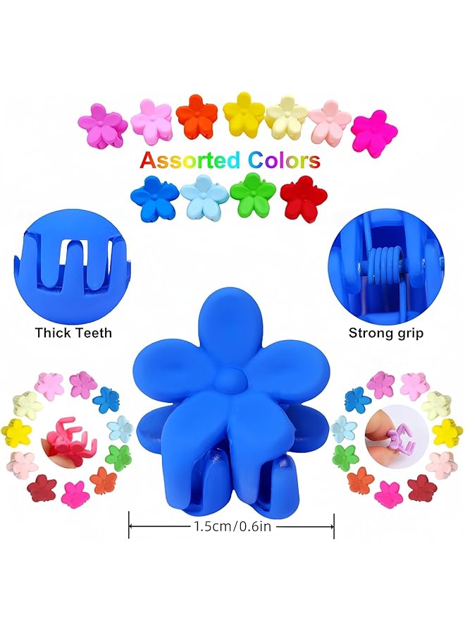 أكس سبرينج مجموعة مشابك شعر صغيرة للبنات الصغار مكونة من 60 قطعة من مشابك شعر الزهور الملونة مع قبضة قوية مثالية للشعر الناعم وإكسسوارات تصفيف الشعر اليومية مشابك شعر صغيرة للأطفال الصغار والفتيات الصغيرات - Image 5