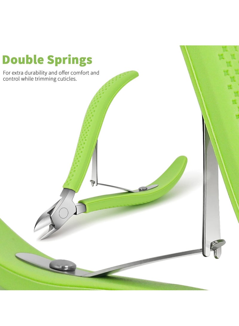 Excefore 2 Set Cuticle Trimmer, Non-slip Silicone Handle Cuticle Clipper, Professional Nail Cuticle Trimmer Tools, Full Jaw Cuticle Cutter for Nails (Green)  - Image 4