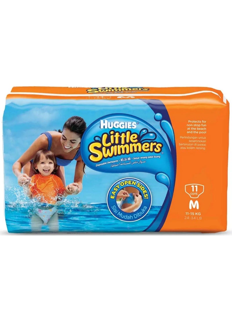 هجيز سراويل سباحة للأطفال الصغار للاستخدام مرة واحدة، مقاس متوسط، سهلة الفتح من الجانبين، مناسبة لوزن 11-15 كجم، 11 قطعة - Image 1