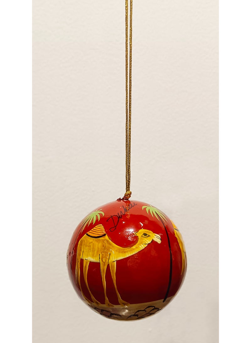 DECORATIVE PAPER MACHE HANGING BALL HANDMADE AND HANDPAINTED COLOR RED SIZE 3 INCHES - Image 2