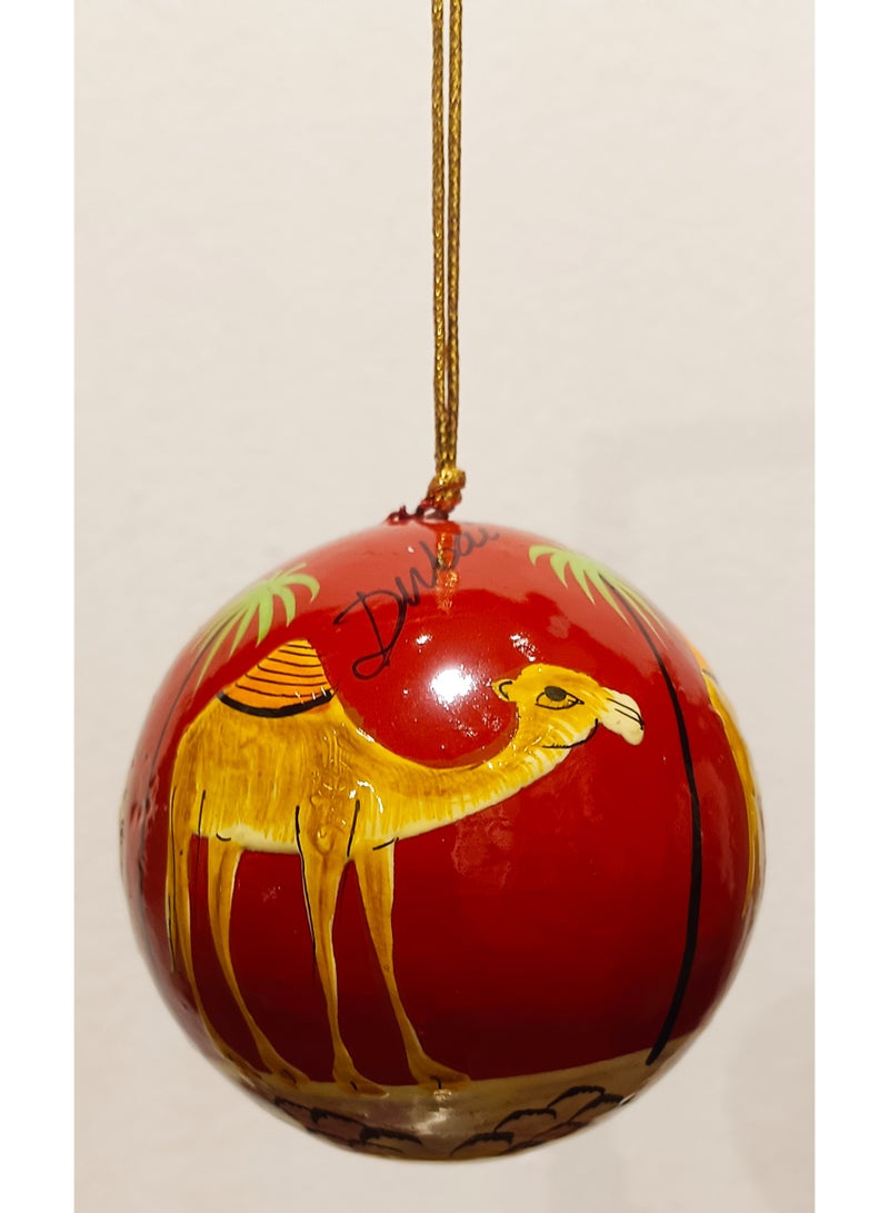 DECORATIVE PAPER MACHE HANGING BALL HANDMADE AND HANDPAINTED COLOR RED SIZE 3 INCHES - Image 1