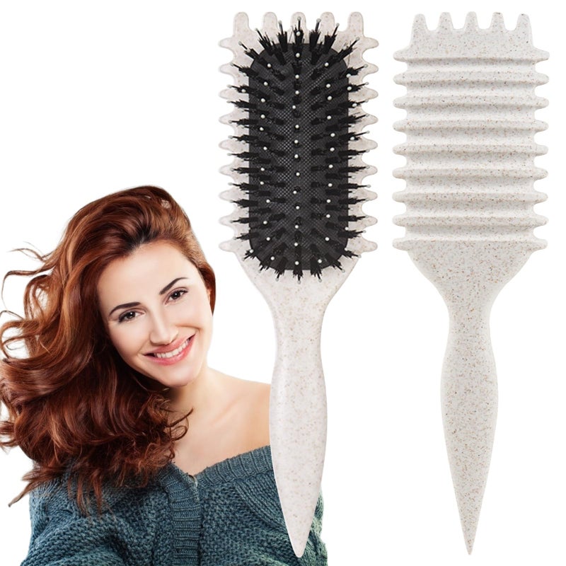 UVZNUMG Curl Defining Brush, 1 PCS Curly Hair Brush, Brush for Curly Hair, for Combing and Shaping Men's and Women's Curls to Reduce Pulling (Beige) - Image 1