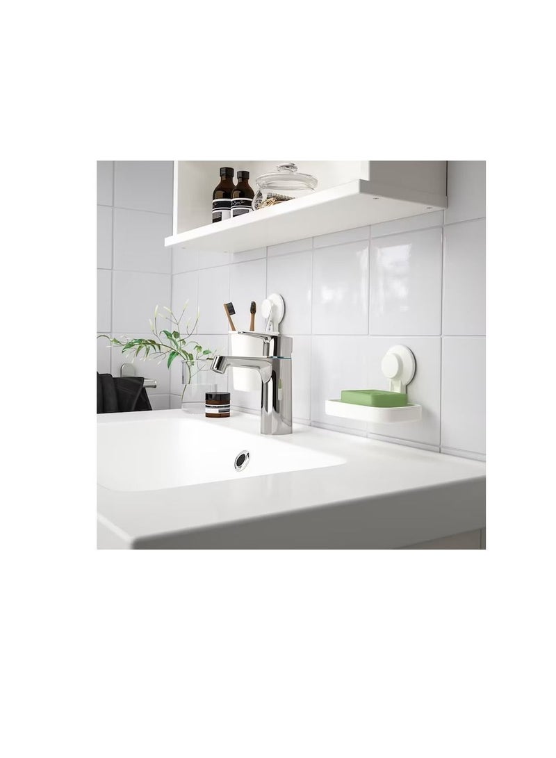 صحن صابون مع كاسة شفط ، ابيض - Image 2