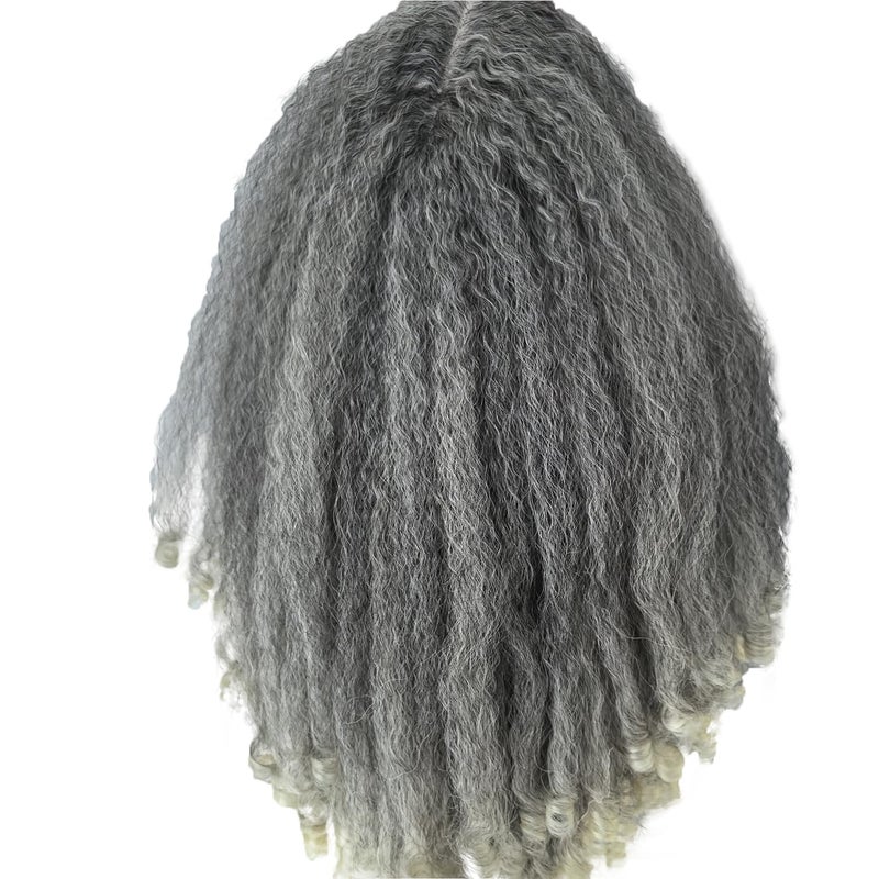 SOKU Afro Kinky Straight Lace Front Grey Wig 20 Inch T Part Salt and Pepper Wigs for Black Women Transparent Swiss Lace with Baby Hair Natural 4C Wigs - Image 1