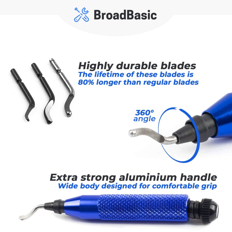BroadBasic - Deburring Tool Kit with 20 High-Speed-Steel Blades | Edge Burr Remove for Metal, PVC Plumbing Pipe, 3D Printing, Plastic, Copper, Resin Art - Image 3