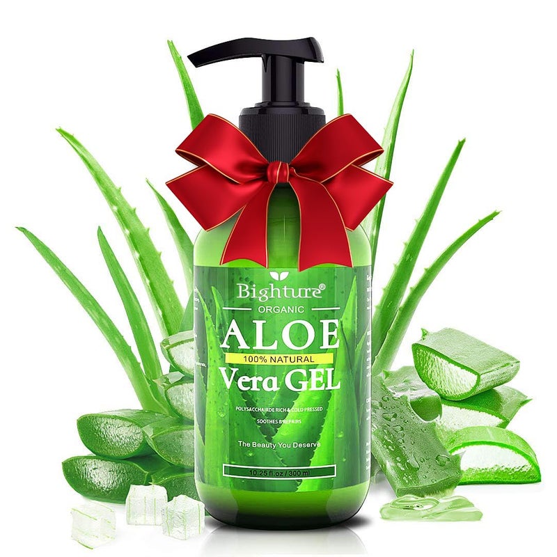 BIGHTURE Aloe Vera Gel, 100% Aloe Vera from Freshly Cut Aloe Leaves, Skin Care for Deeply & Rapidly Soothing, Firming, After Shave, Sunburn Relieve, etc - Image 1