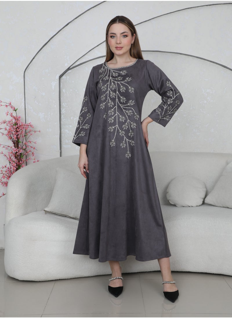 Bint Al Bilad Bint al Bilad Ready-to-Wear Winter Jalabiya - Elegant Makhmal Design | Comfortable Casual winter jalabiya for Daily Wear  - Image 1