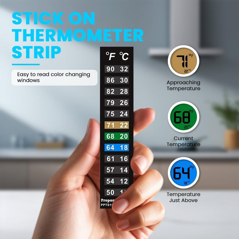 Propagate Pro Stick On Thermometer Strip, Digital Temperature Display for Fermenting, Brewing, Wine, Beer, Kombucha or Aquariums. 50-90F (10-32C) Adhesive Sticker 10 Pack (10) - Image 2