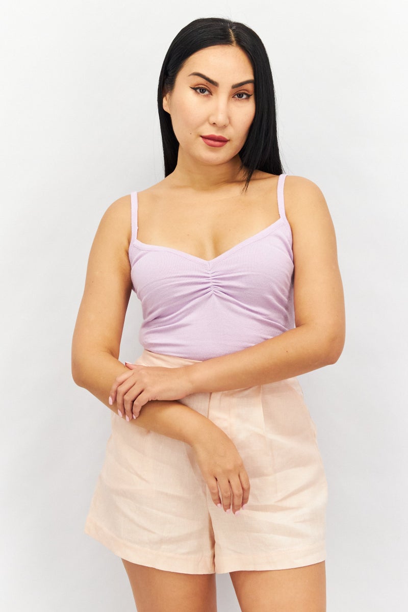 Missguided Women Textured Sleeveless Bodysuit, Lilac - Image 1
