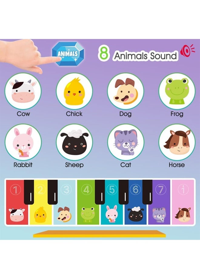 3 in 1 Musical Mat for Kids - Baby Piano Keyboard Playmats, Animal Sound & Drum Set with 2 Sticks - Touch Play Playmat for 3+ Year Olds - Early Learning Education Toys with 20+ Melodies, Lights & Interactive Games - Gift for Baby, Toddlers & Preschoolers - Non-Slip - Image 5