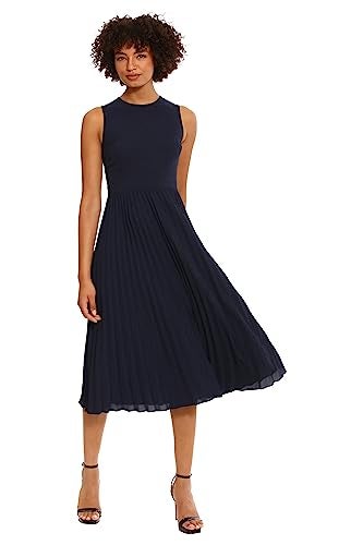 Donna Morgan Women's Dresses Sleeveless Stretch Light Bubble Crepe Pleated Skirt Midi Dress - Image 3