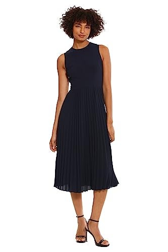Donna Morgan Women's Dresses Sleeveless Stretch Light Bubble Crepe Pleated Skirt Midi Dress - Image 1