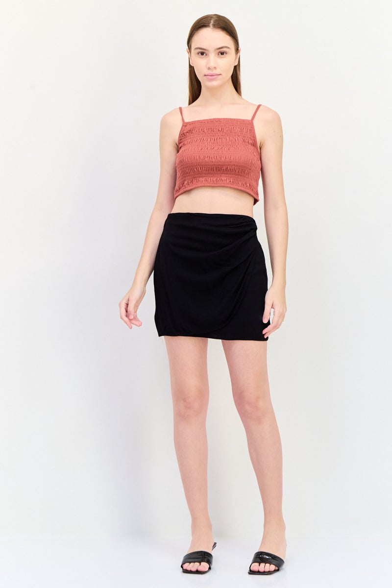 Pull & Bear Women Textured Mini Skirt, Black - Image 4
