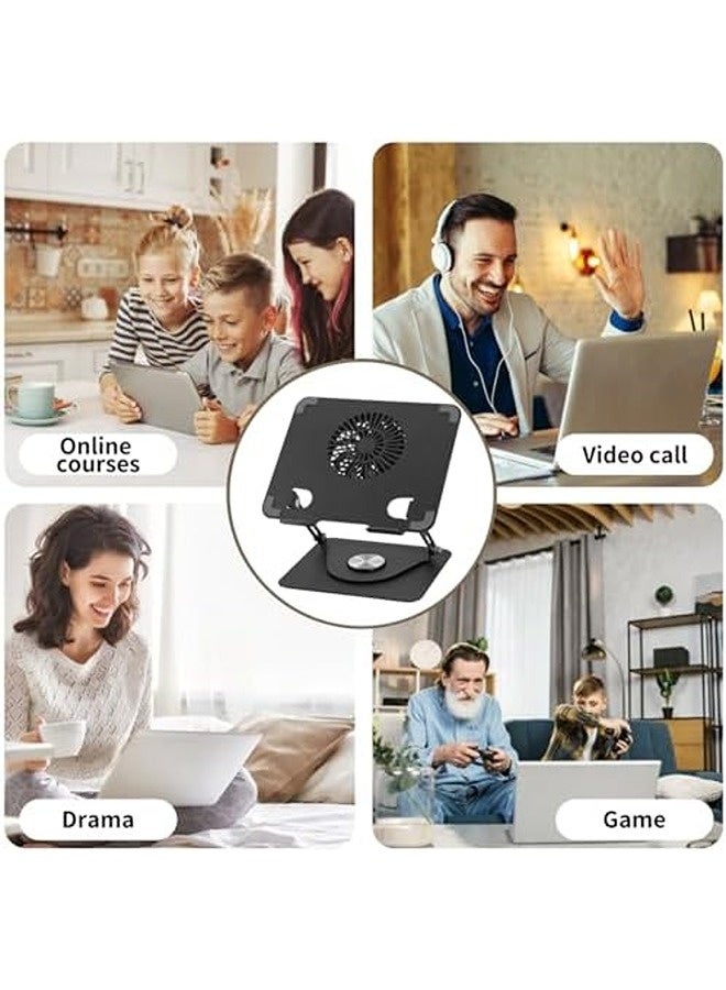 سكاي تاتش حامل تبريد للابتوب مزود بمروحة – حامل لابتوب دوّار بزاوية 360 درجة مصنوع من الألمنيوم، بارتفاع قابل للتعديل، مروحة مغناطيسية قابلة للفصل منخفضة الضوضاء، وقاعدة غير قابلة للانزلاق – مناسب لأجهزة اللابتوب والأجهزة اللوحية من مقاس 10 إلى 17 بوصة. - Image 3