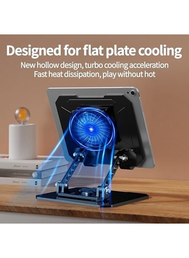 سكاي تاتش حامل تبريد للابتوب مزود بمروحة – حامل لابتوب دوّار بزاوية 360 درجة مصنوع من الألمنيوم، بارتفاع قابل للتعديل، مروحة مغناطيسية قابلة للفصل منخفضة الضوضاء، وقاعدة غير قابلة للانزلاق – مناسب لأجهزة اللابتوب والأجهزة اللوحية من مقاس 10 إلى 17 بوصة. - Image 2