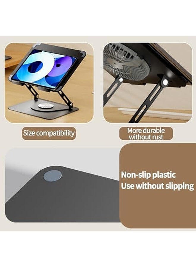سكاي تاتش حامل تبريد للابتوب مزود بمروحة – حامل لابتوب دوّار بزاوية 360 درجة مصنوع من الألمنيوم، بارتفاع قابل للتعديل، مروحة مغناطيسية قابلة للفصل منخفضة الضوضاء، وقاعدة غير قابلة للانزلاق – مناسب لأجهزة اللابتوب والأجهزة اللوحية من مقاس 10 إلى 17 بوصة. - Image 4