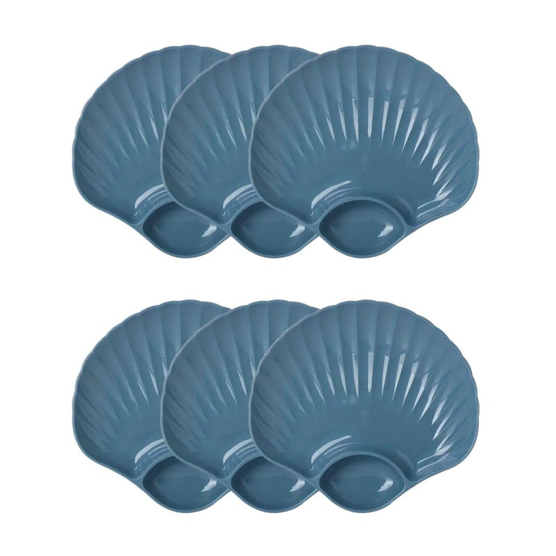 Avon Wellness Avon Wellness Shell Shape Chips and Dip Serving Platter Plastic Dinnerware Plate,Dip Section Durable Dish Multipurpose Serving Tray for Dessert,Snack Ideal for Home,Restaurant,Party Use (Blue, 6) - Image 1