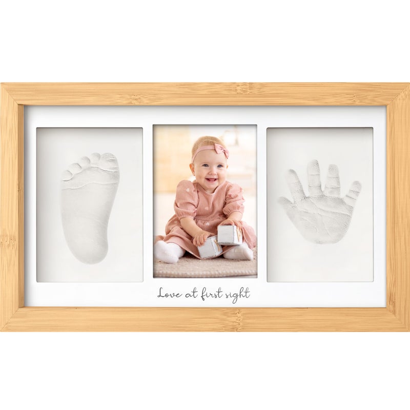KeaBabies Baby Hand and Footprint Kit Clay Handprint Keepsake Frame Newborn Nursery Picture Frame Personalized New Mom Gifts for Baby Shower Registry Bamboo