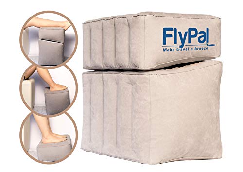 Flypal Inflatable Foot Rest Pillow for Travel, Patented 2 in 1 Design, Blow-Up Footrest Cushion for Home, Office. Airplane Travel Essential and Kids Airplane Bed - Image 1