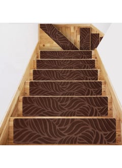GGEROU 10-Pack Carpet Stair Treads 8"x 30",Self-Adhesive Carpet Stair Runner with Non Skid Rubber Stair Treads Non-Slip Step Mats,Brown  - Image 1