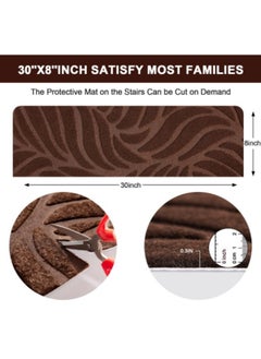 GGEROU 10-Pack Carpet Stair Treads 8"x 30",Self-Adhesive Carpet Stair Runner with Non Skid Rubber Stair Treads Non-Slip Step Mats,Brown  - Image 3