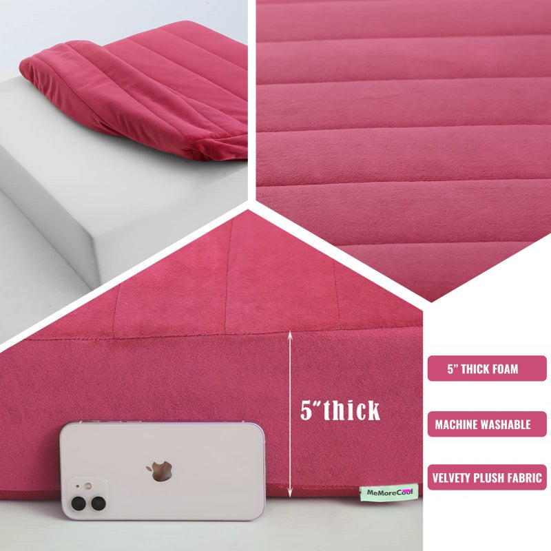 MeMoreCool Square Floor Pillow Seating for Adults Kids  Large Meditation Cushion Floor Pillow with Thick Foam & Soft Tufted Cover  Washable Big Pillow Seat Floor Cushion for Sitting Yoga 22"" Wine - Image 4