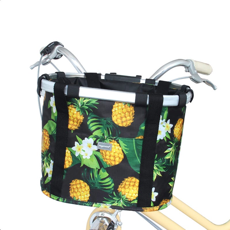 RAYMACE Bicycle Basket Dog Bike Handlebar Basket Front,Folding Detachable Quick Release Easy Install,Cycling Picnic Bag (Ananas) - Image 1