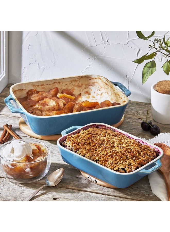 Staub Ceramic Rectangular Baking Dish Set, Casserole Dish, 2-Piece, Rustic Turquoise - Image 2