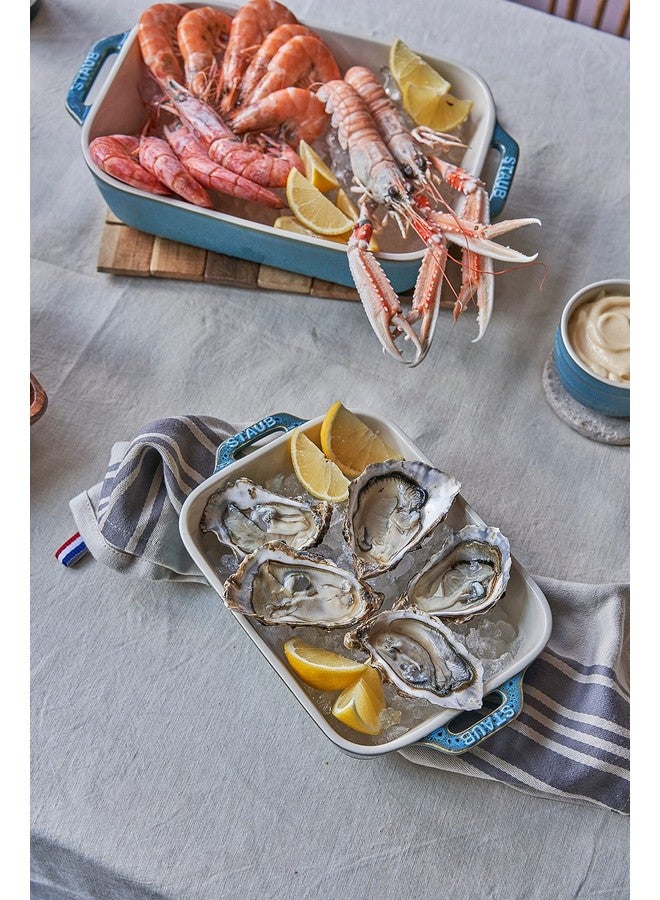 Staub Ceramic Rectangular Baking Dish Set, Casserole Dish, 2-Piece, Rustic Turquoise - Image 4