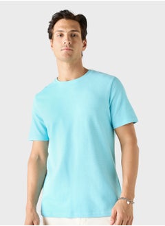 Iconic Iconic Textured T-shirt with Crew Neck and Short Sleeves  - Image 1