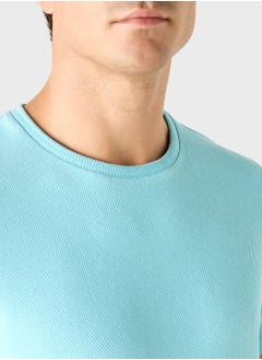 Iconic Iconic Textured T-shirt with Crew Neck and Short Sleeves  - Image 3