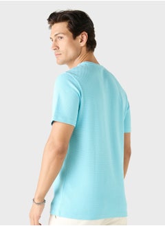 Iconic Iconic Textured T-shirt with Crew Neck and Short Sleeves  - Image 2